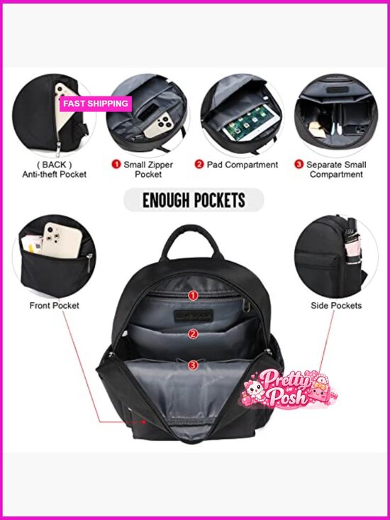 Lightweight Waterproof Mini Backpack with Multiple Pockets for Travel Work